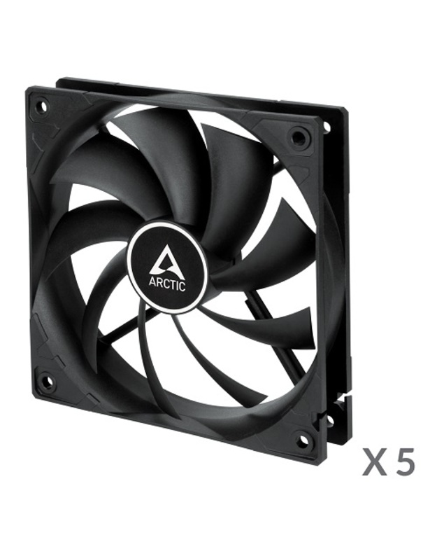 ARCTIC F12 PWM korpuso ventiliatoriai, 4-pin, 120mm, juodi, 5 vnt.