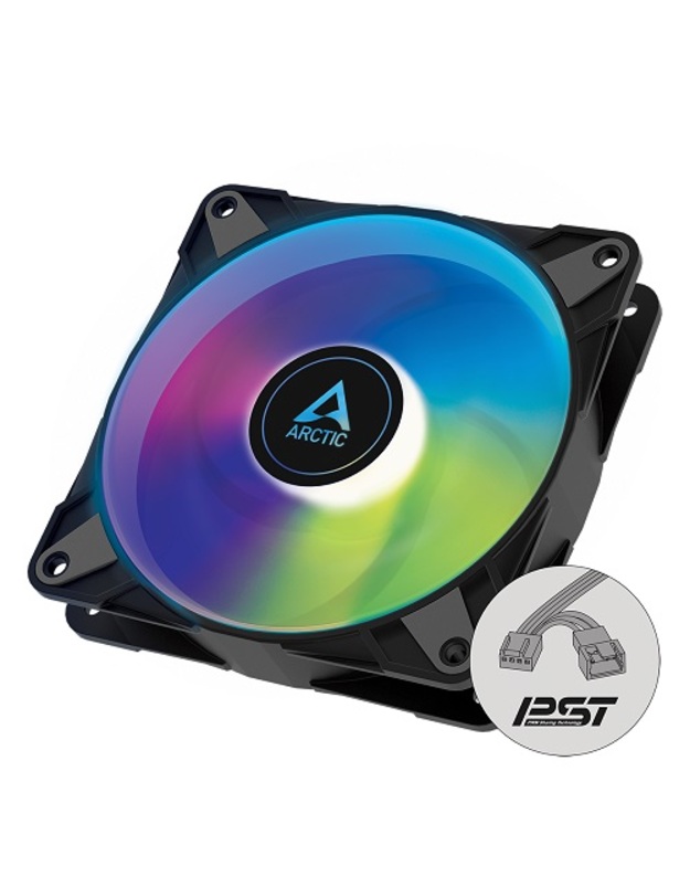 ARCTIC P12 PWM PST A-RGB, korpuso ventiliatorius, 4-pin, 120mm, juodas