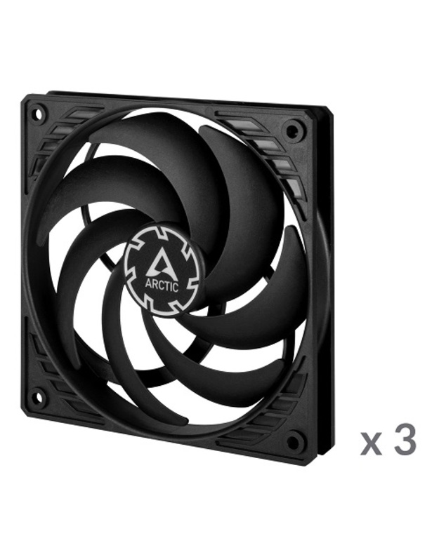 ARCTIC P12 Slim PWM PST korpuso ventiliatoriai, 4-pin, 120mm, juodi, 3 vnt.