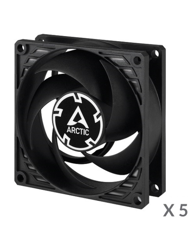 ARCTIC P8 Silent ypač tylūs korpuso ventiliatoriai, 3-pin, 80mm, juodi, 5 vnt.