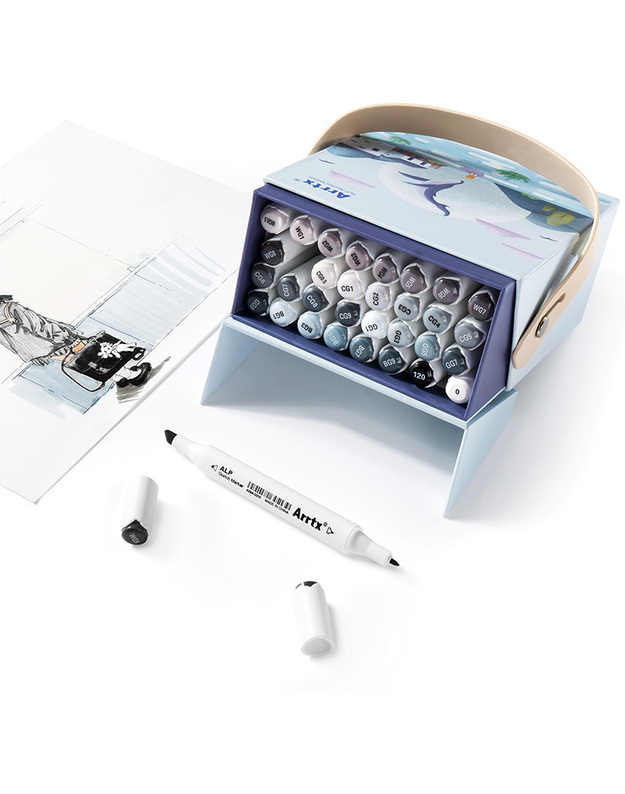 Dvipusiai markeriai - flomasteriai ARRTX Alp, 32 spalvų, pilko atspalvių