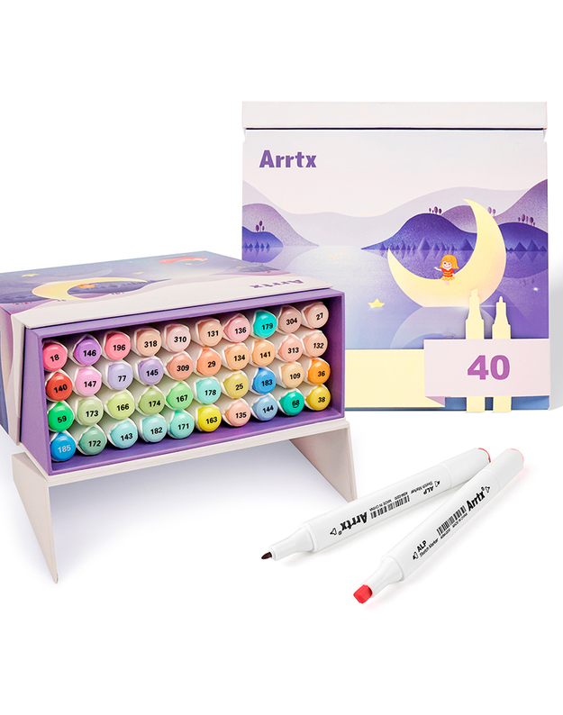 Dvipusiai markeriai - flomasteriai ARRTX Alp, 40 spalvų, pastelinių atspalvių