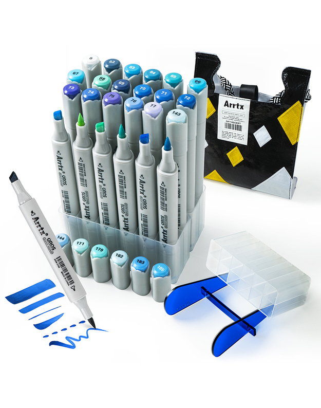 Dvipusiai markeriai - flomasteriai ARRTX Oros, 24 spalvų, mėlyno atspalvio