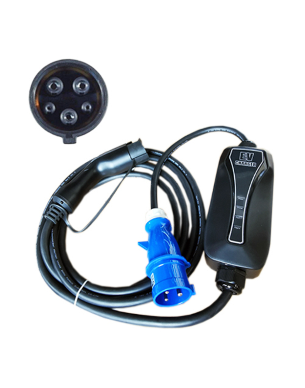 Elektromobilio nešiojamas įkroviklis Type 1 - CEE, 6-32A, 7.2kW, 1-fazė, 5m