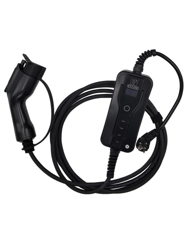 Elektromobilio nešiojamas įkroviklis Type 1 - Schuko (220V), 16A, 3.6kW, 1-fazė, 5m