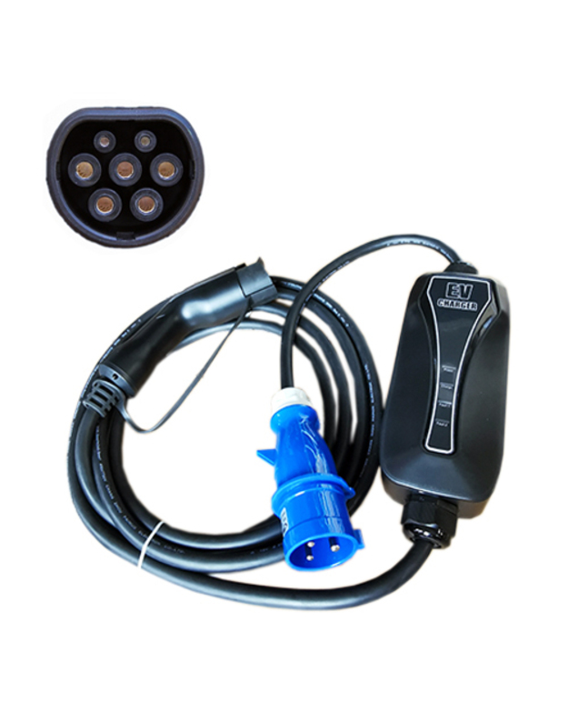 Elektromobilio nešiojamas įkroviklis Type 2 - CEE, 6-32A, 7.2kW, 1-fazė, 5m