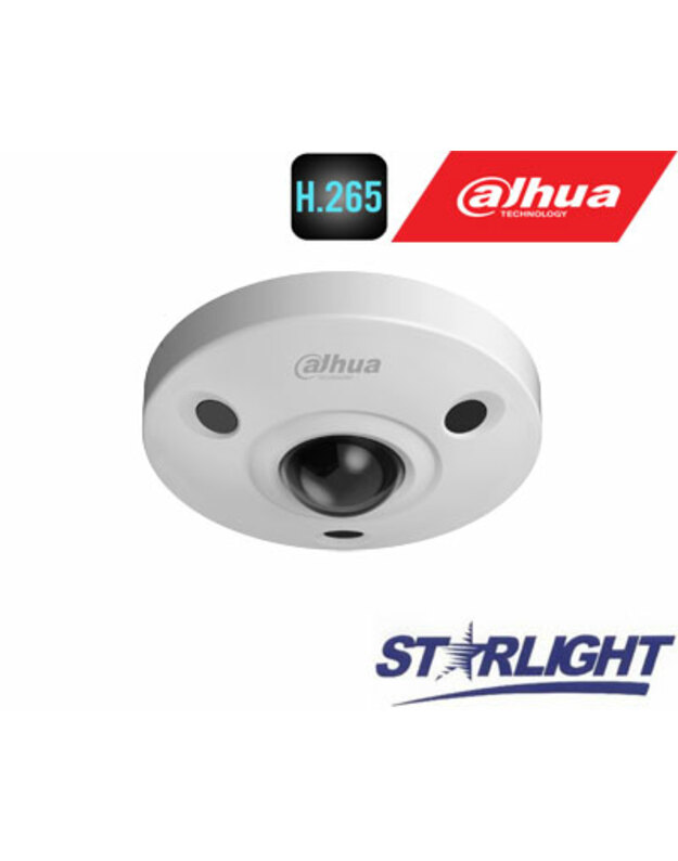 FishEye 360° 4K IP kam.12MP(4000x3000) STARLIGHT STARVIS sensor. 25fps, H.265, IR, IP67, IK10, PoE