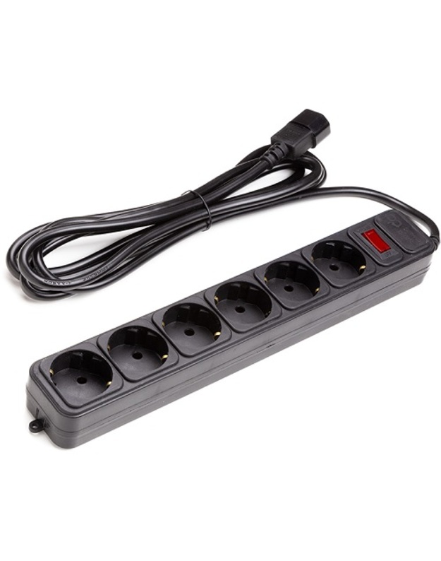 Ilgiklis UPS 3m, 6 lizdai, su jungikliu juodas