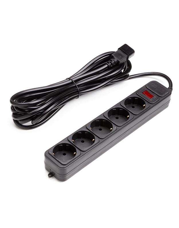 Ilgiklis UPS 5m, 5 lizdai, su jungikliu juodas