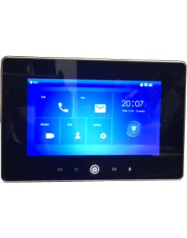 IP domofono monitorius su WIFI, 7 col. 1024x600,Micro SD kortelės prievadas,PoE(802.3af) juodas, SIP