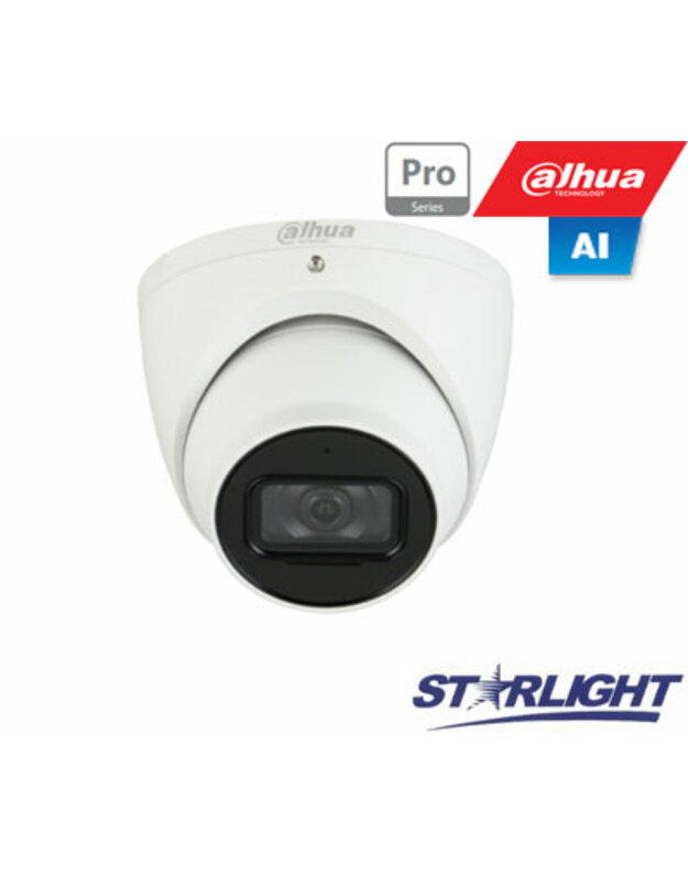 IP kam. AI 4M 2K kupol. STARLIGHT + su LXIR iki 50m, 4MP(2688x1520)1~25fps, 3.6mm, H.265+, ePoE,IK10