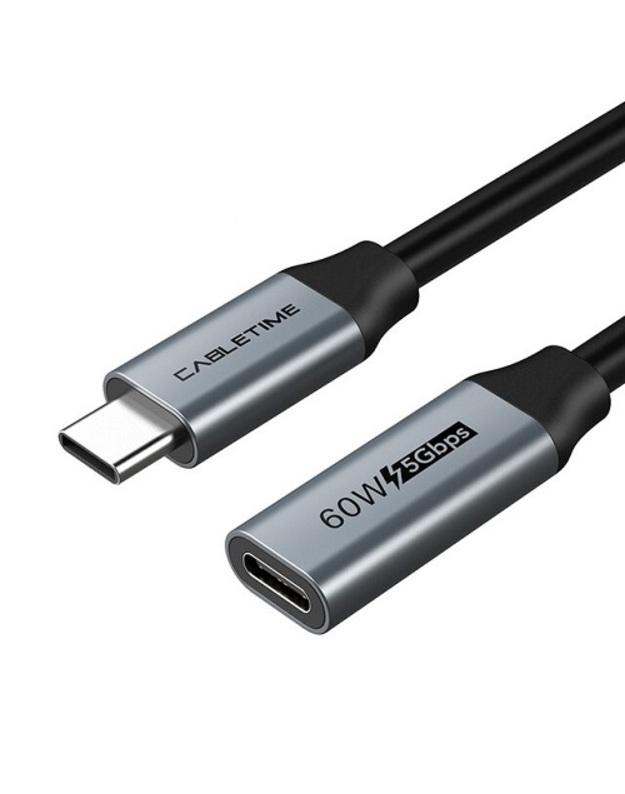 Kabelis ilgintuvas USB 3.0 Type-C (M) - USB Type-C (F), 5Gbps, 60W, 4K/60Hz, 0.5m