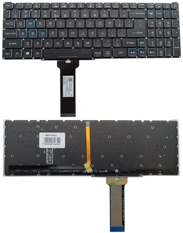 Klaviatūra ACER: Predator Helios 300 PH315-52, PH315-53, su pašvietimu, US