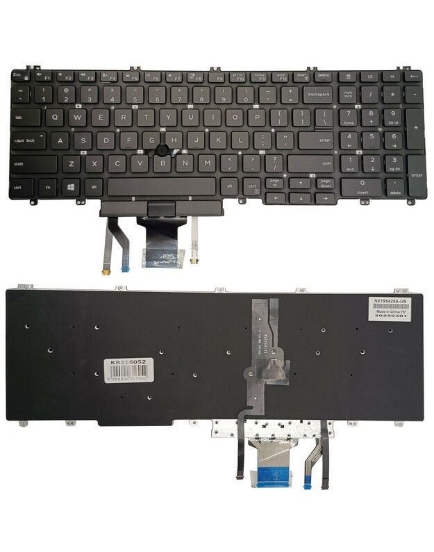 Klaviatūra DELL Latitude 5500, su pašvietimu ir „trackpoint“