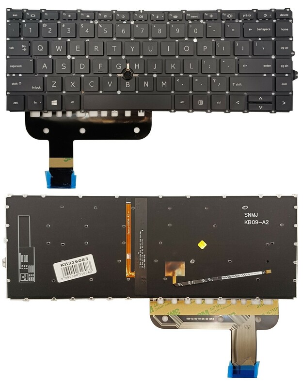 Klaviatūra HP EliteBook 845 G7, su pašvietimu ir „trackpoint“