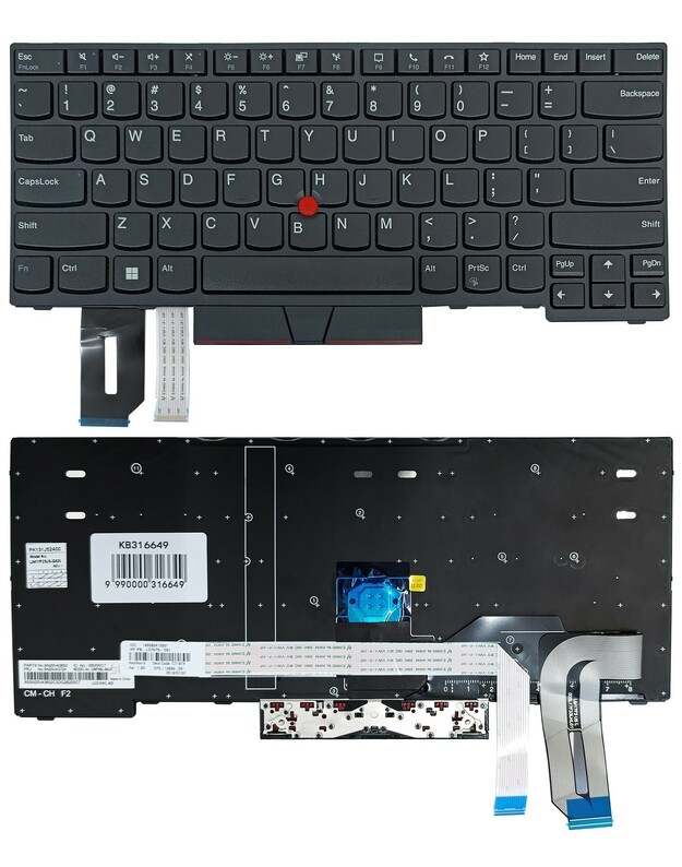 Klaviatūra LENOVO Thinkpad P14s, su pašvietimu ir "trackpoint", US