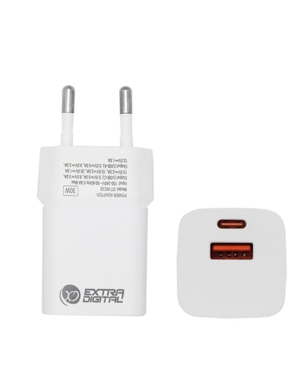 Kroviklis GaN USB Type-C, USB Type-A: 30W, PPS