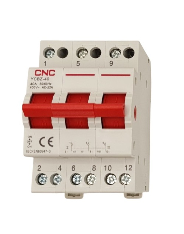 Modulinis perjungiklis CNC YCBZ-40, 3P, 40A, 1-0-2