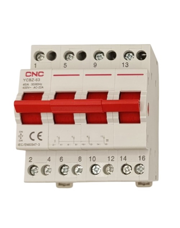 Modulinis perjungiklis CNC YCBZ-40, 4P, 40A, 1-0-2