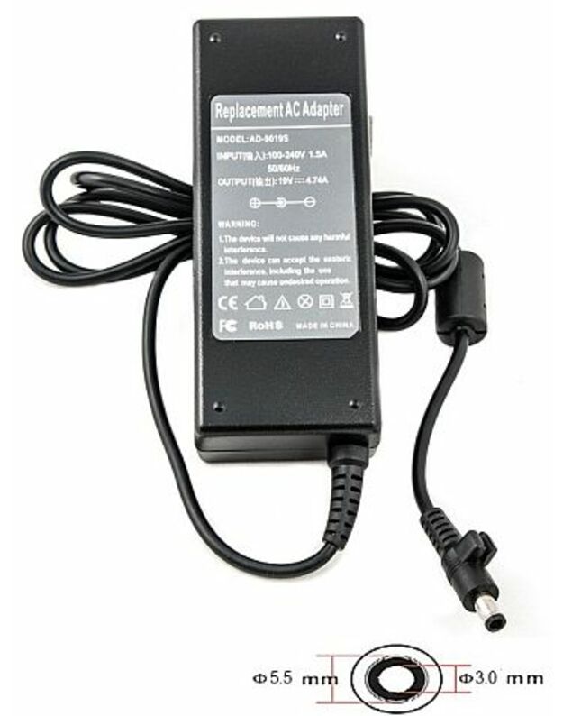 Nešiojamo kompiuterio įkroviklis SAMSUNG 90W: 19V, 4.74A