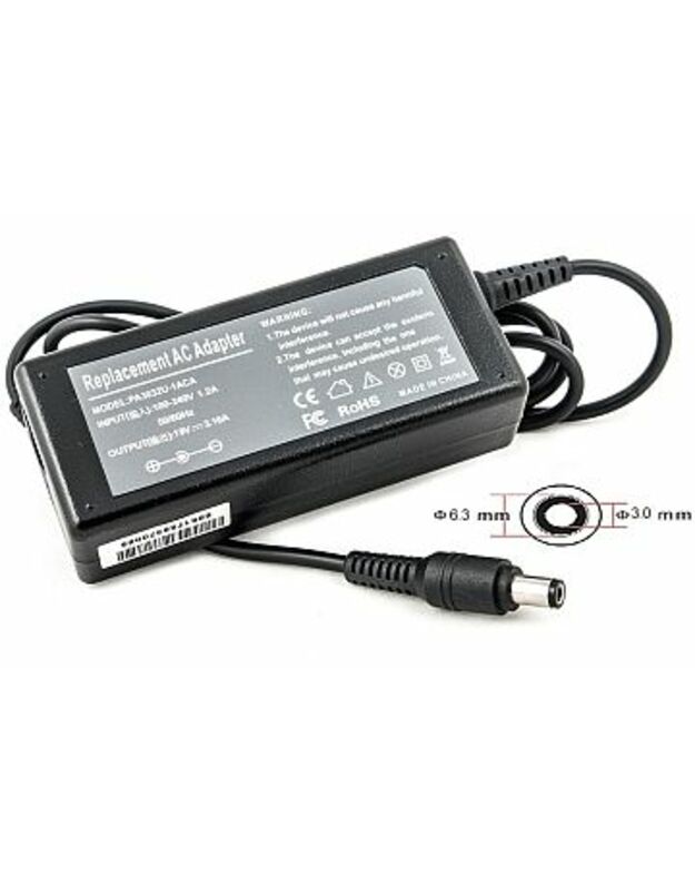 Nešiojamo kompiuterio įkroviklis TOSHIBA 60W: 19V, 3.16A