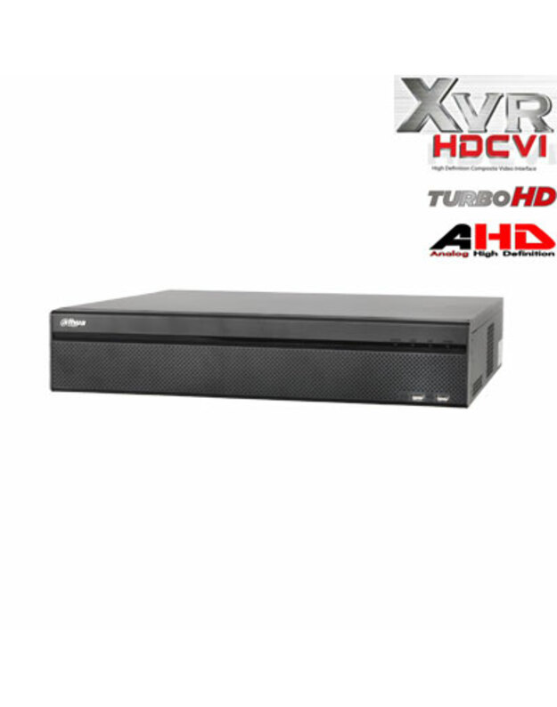 Pentabrid įrašymo įrenginys HDCVI/AHD/TVI/CVBS/IP 16kam. + 8IP, 2MP 15fps (non-realtime)