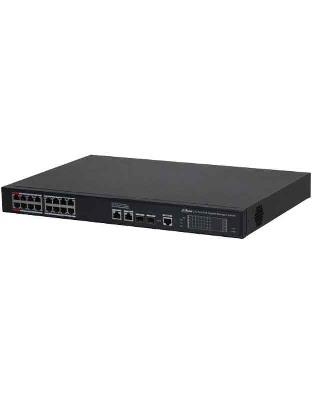 PoE šakotuvas 1000Mbps 16portų PoE +2G uplink + 2SFP, Hi-PoE