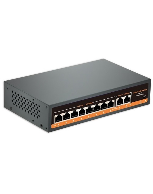 PoE šakotuvas 100Mbps 8portų +2G uplink