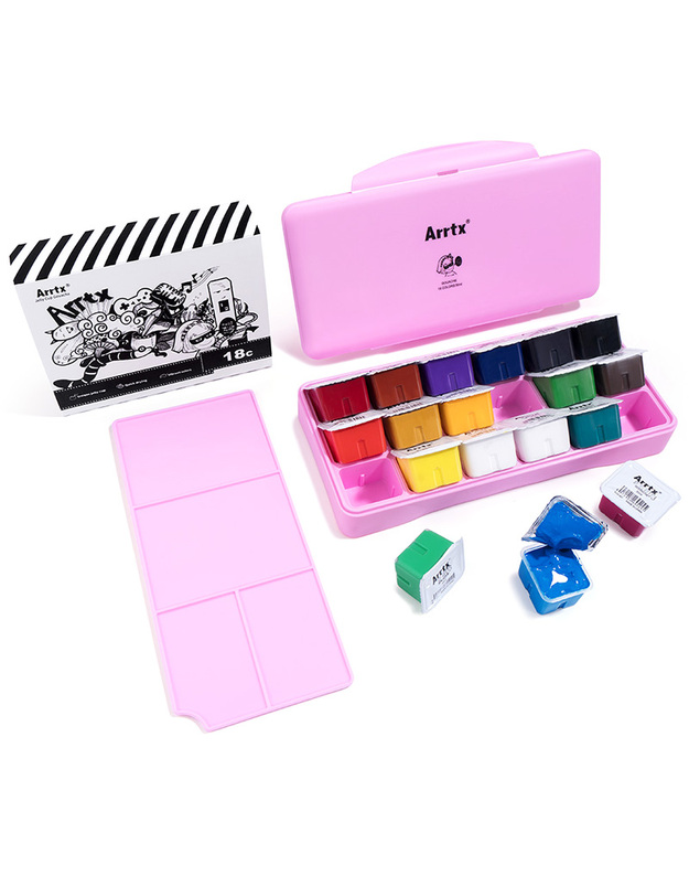 Profesionalus guašas ARRTX, 18x30 ml spalvų, rausva dėžutė