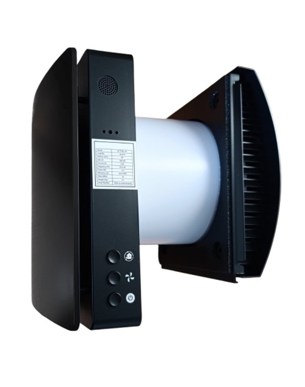 Rekuperatorius 46m2 patalpai, Wi-Fi, Tuya, su drėgmės jutikliu, juodas