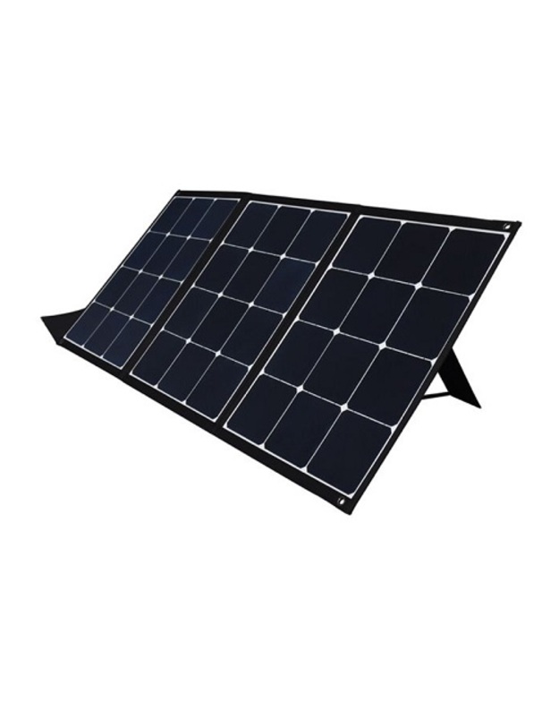 Sulankstomas saulės įkroviklis 120W, 2xUSB, QC3.0, su adapteriais