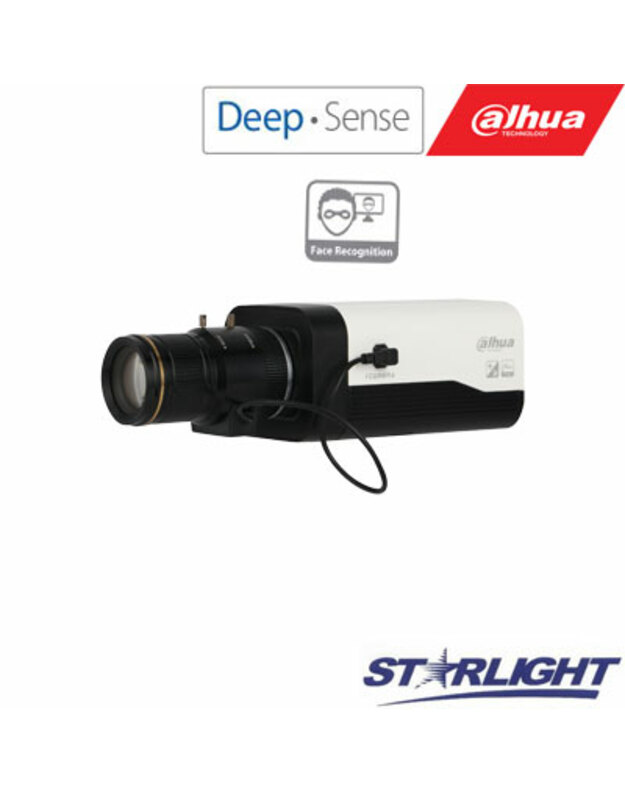 Veido atpažinimo AI IP kam. STARLIGHT 2MP BOX tipo, 1/1.9" 50fps, WDR, AWB / AGC/ H.265