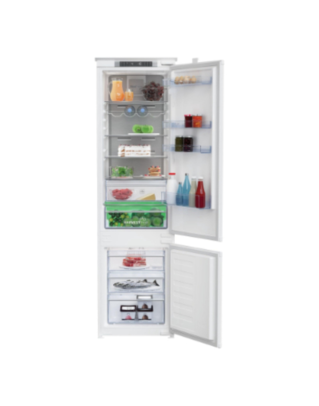 BEKO Refrigerator BCNA306E3SN Built In, 193.5cm, Energy class E (old A++), HarvestFresh, Neo Frost, Metal Wall