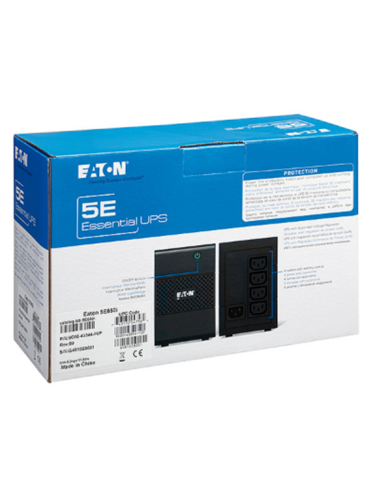 Eaton 5E 650VA/360W line-interactive, 4 IEC C13 (10A) outputs