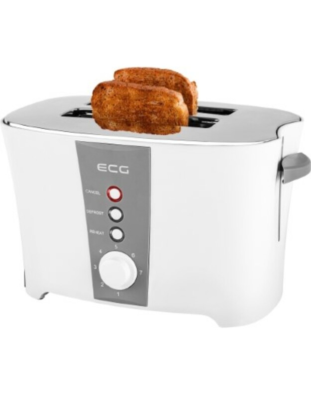 ECG Toaster ECGST818, 800 W, Double slot, Light Indicator, Temperature regulation 7 levels, White color