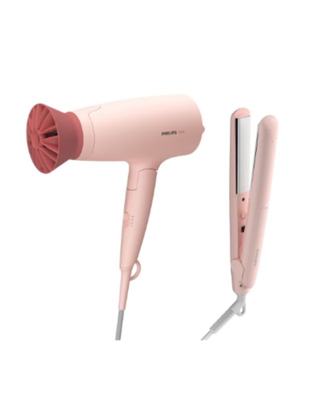 Philips 3000 Series hair styling set BHP398/00, 1600W, ThermoProtect attachment, Keratin-infused plates