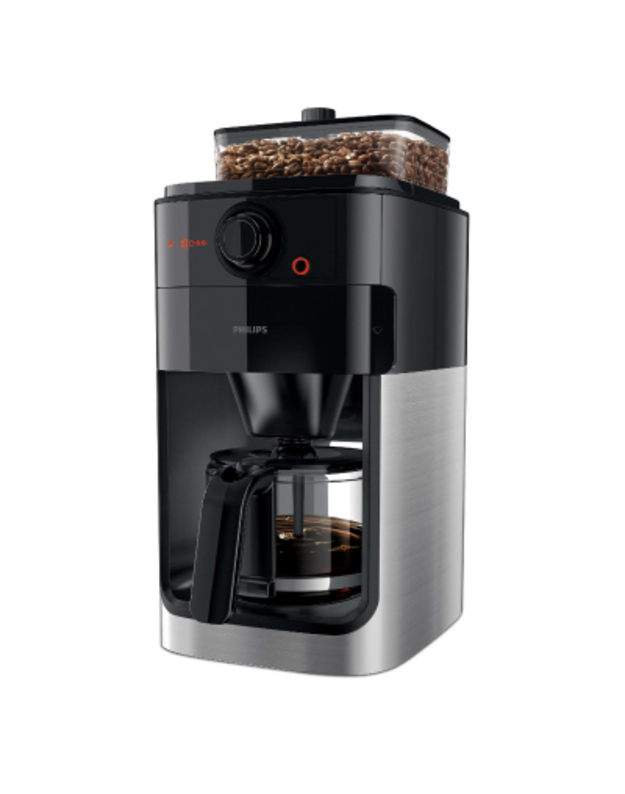 Philips Grind & Brew Coffee maker HD7767/00 With glass jug Integrated coffee grinder Black & metal With timer