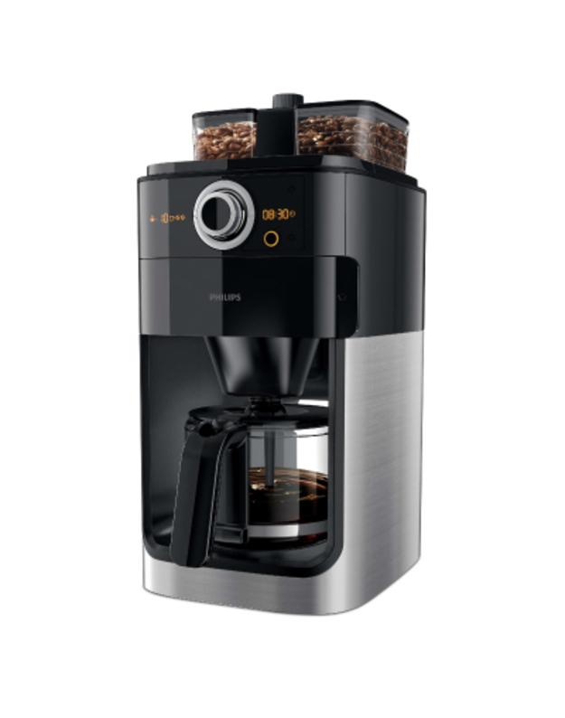 Philips Grind & Brew Coffee maker HD7769/00 With glass jug Integrated coffee grinder Black & metal With timer