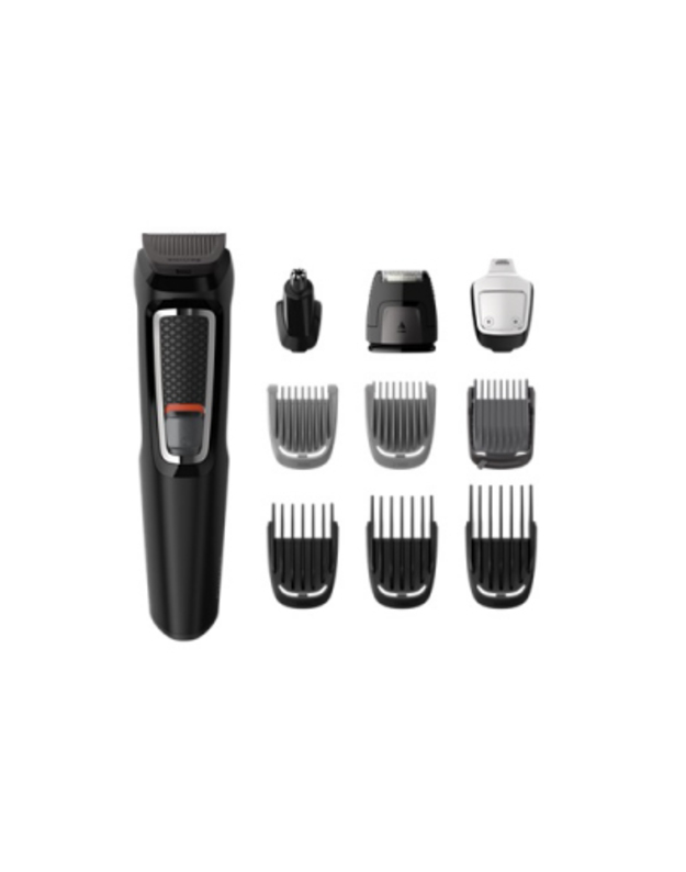 Philips Multigroom series 3000 9-in-1, Face and Hair MG3740/15 9 tools Self-sharpening steel blades Up to 60 min run time Rinseable attachments