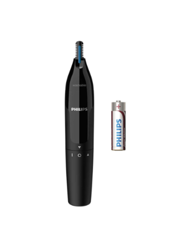 Philips Nose & ear trimmer NT1650/16 100% waterproof, Dual-sided protective guard system, Rotating switch, AA-battery included