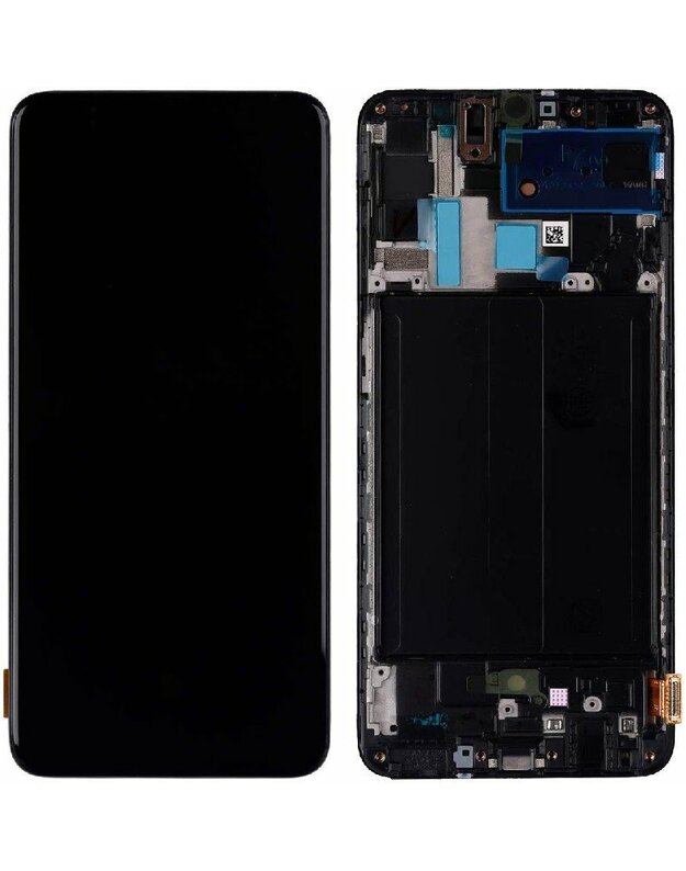 Ekranas Samsung A705 A70 2019 su lietimui jautriu stikliuku juodas originalus (service pack)
