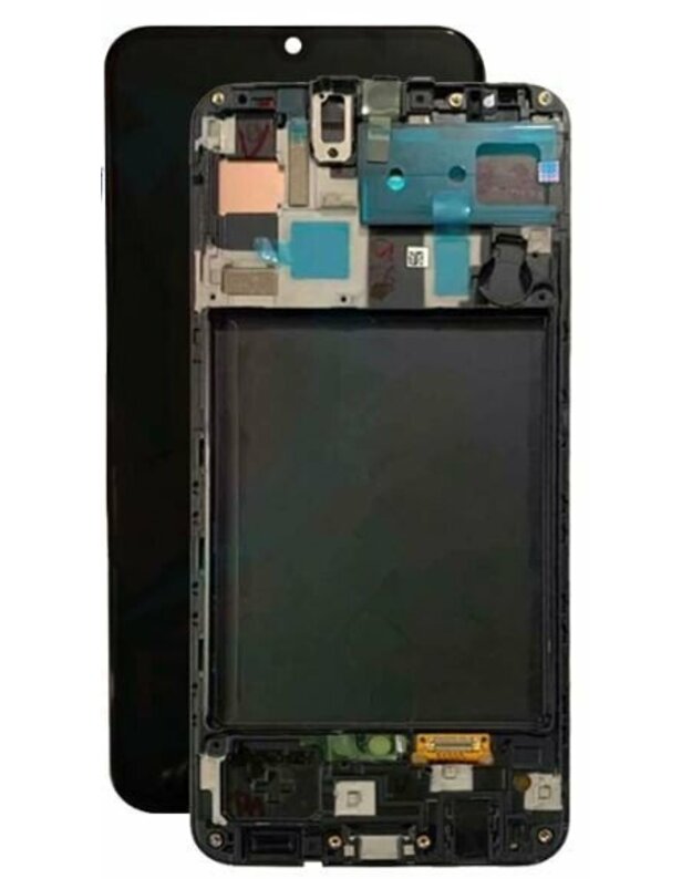 Ekranas Samsung A505 A50 2019 su lietimui jautriu stikliuku juodas originalus (service pack)