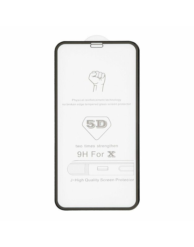 LCD apsauginis stikliukas "5D Full Glue" Apple iPhone X / XS / 11 Pro lenktas juodas be įpakavimo