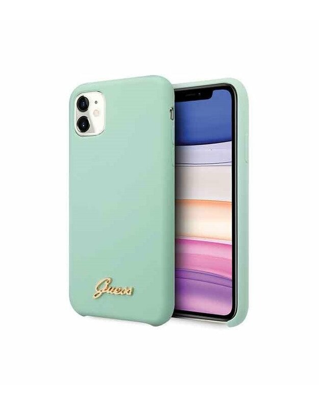 Žalias dėklas Apple iPhone 11 telefonui "GUHCN61LSLMGGR Guess Silicone Vintage Cover"