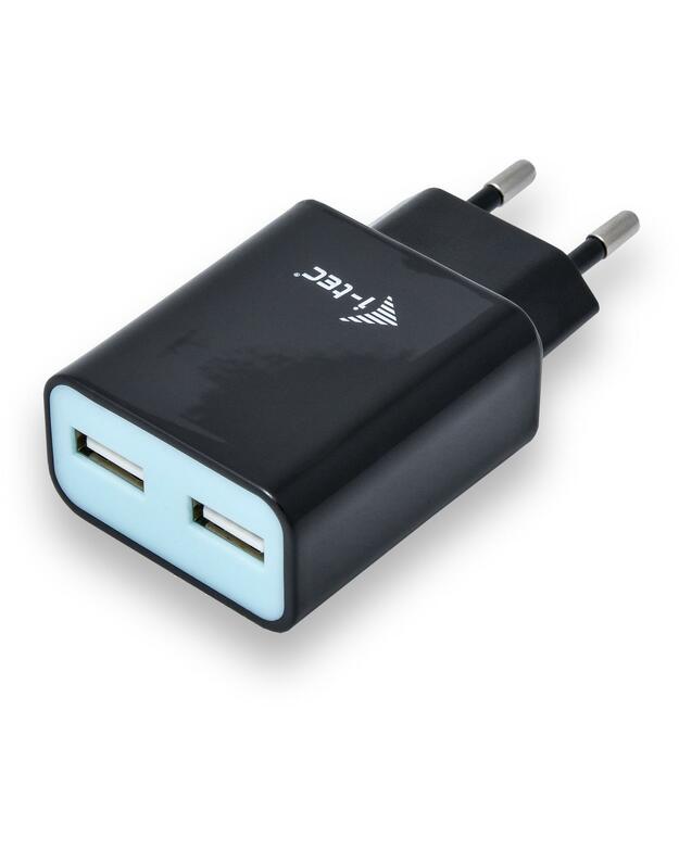 I-TEC Power Charger for USB Device Dual power adaptor 2,4A Juodas USB also for Apple iPad 1/2/3/4 iPad mini and iPhone  