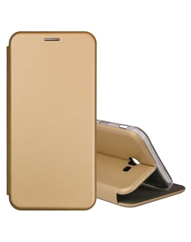 Elegantiškas kortelių dėklas, skirtas „Samsung Galaxy J4 Plus“ (2018), magnetinis užsegimas, auksinis