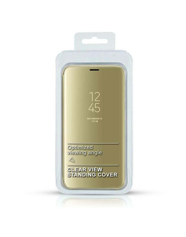 Aiškus vaizdas Samsung G980 Galaxy S20 (6.2) auksinis šoninio veidrodžio dėklas
