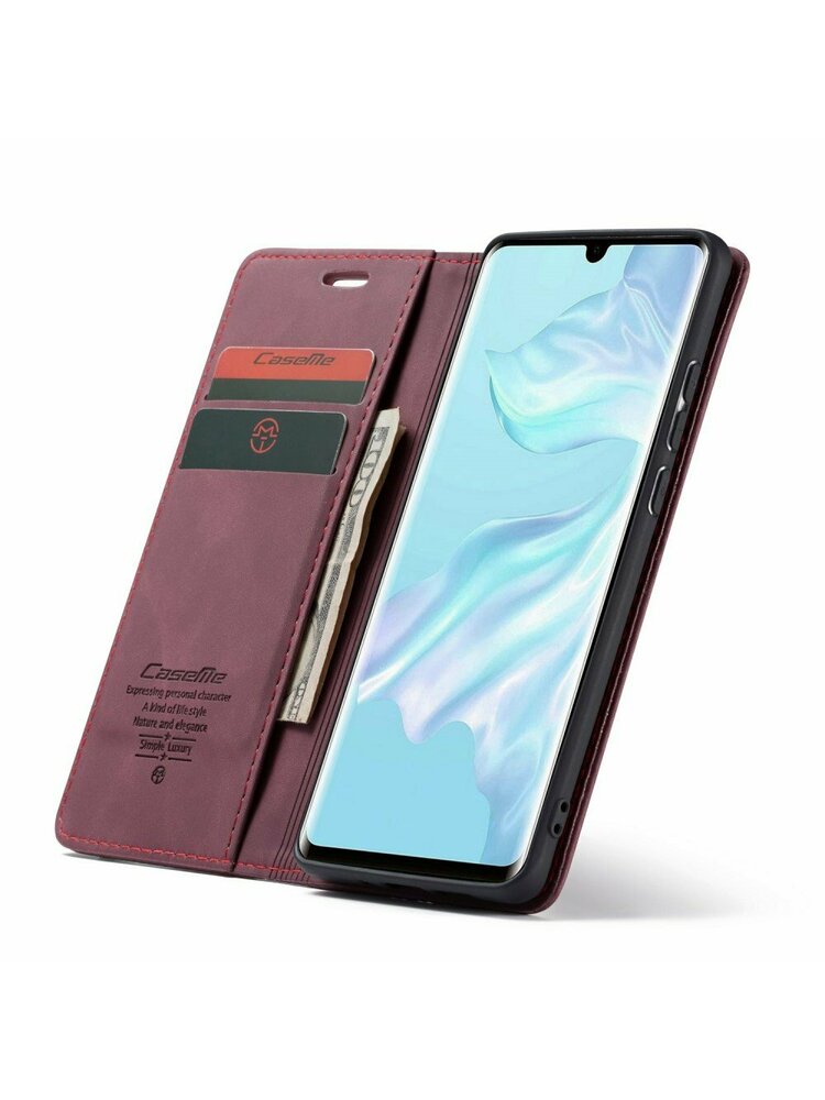 CASEME dėklas, skirtas Huawei P30 Pro, odinis piniginės dėklas, violetinis