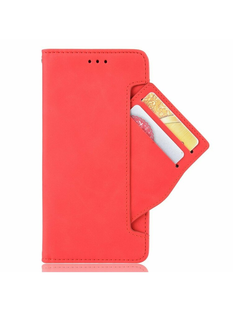 Piniginės dėklas, skirtas Xiaomi Redmi Note 9T 5G, kortelės lizdas, raudonas