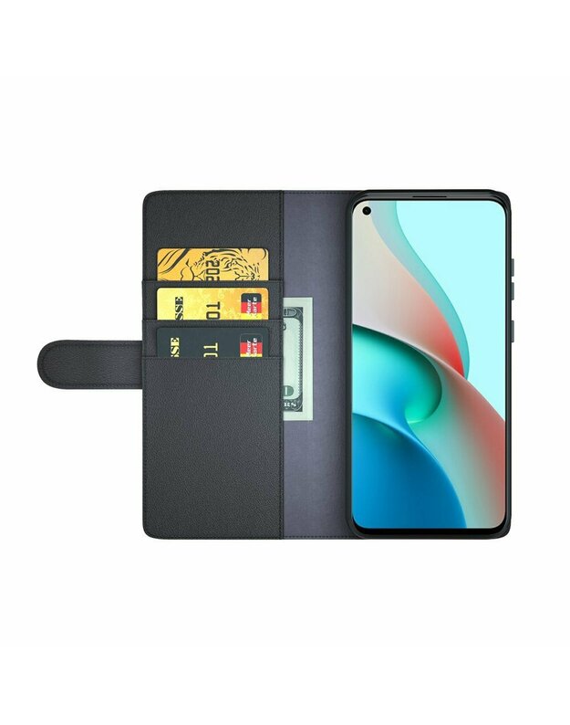 Piniginės odinis dėklas, skirtas Xiaomi Redmi Note 9T 5G, juodas